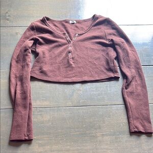 Garage Women's Brown Long Sleeve Crop Top